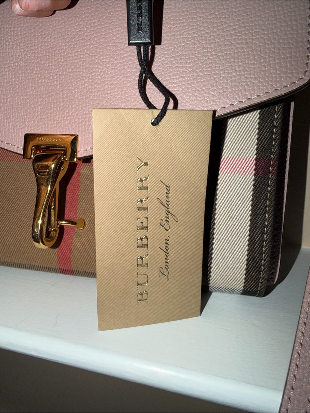 Burberry Pink Leather Flap Clutch with Classic Check - Picture 5 of 7